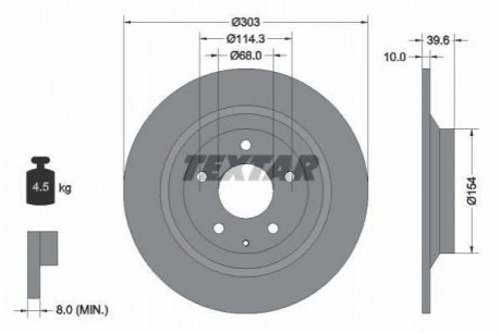 Гальмівний диск (задній) TEXTAR 92242703 (фото 1)