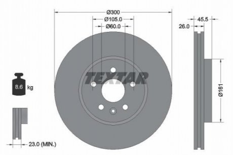 Гальмівний диск (передній) TEXTAR 92243303 (фото 1)