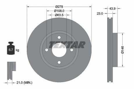 Тормозной диск (передний) TEXTAR 92252403 (фото 1)