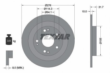 Гальмівний диск TEXTAR 92252603 (фото 1)