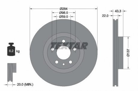 Гальмівний диск (передній) TEXTAR 92252803 (фото 1)