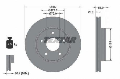 Тормозной диск (передний) TEXTAR 92253303 (фото 1)