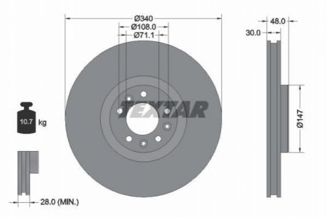 Гальмівний диск (передній) TEXTAR 92256003 (фото 1)