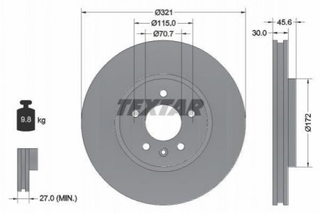 Гальмівний диск (передній) TEXTAR 92256803 (фото 1)