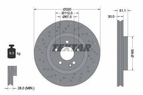 Тормозной диск (передний) TEXTAR 92262105 (фото 1)