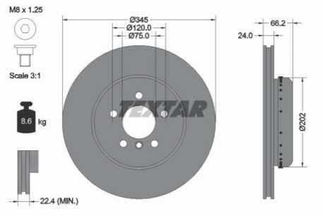 Гальмівний диск (задній) TEXTAR 92265625 (фото 1)