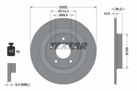 Гальмівний диск (задній) TEXTAR 92267403 (фото 1)