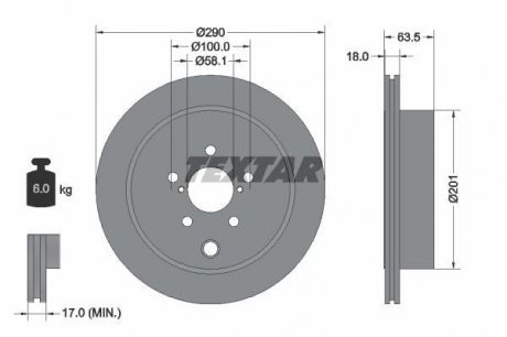 Гальмівний диск (задній) TEXTAR 92270903 (фото 1)