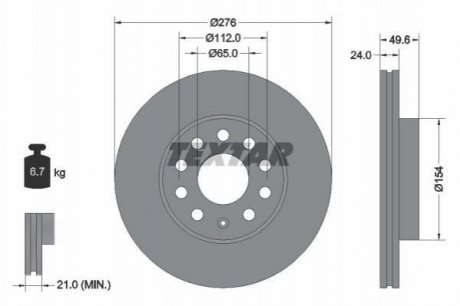 Гальмівний диск (передній) TEXTAR 92271903 (фото 1)