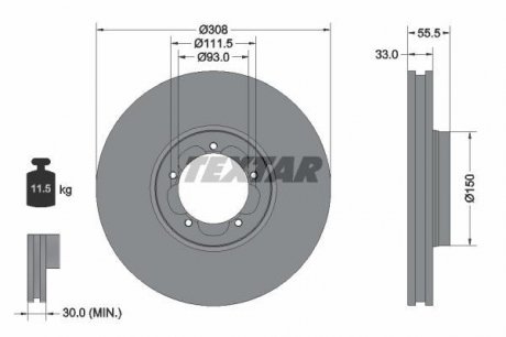 Гальмівний диск TEXTAR 92273003 (фото 1)