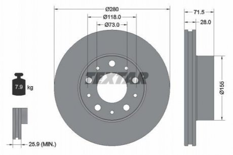 Тормозной диск (передний) TEXTAR 92275003 (фото 1)