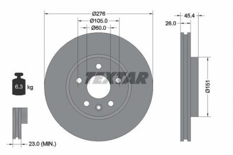 Тормозной диск (передний) TEXTAR 92277103 (фото 1)
