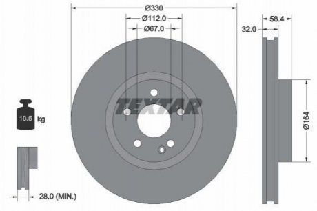 Гальмівний диск TEXTAR 92279403 (фото 1)