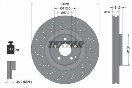 Гальмівний диск TEXTAR 92283905 (фото 1)