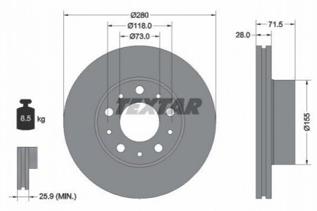 Тормозной диск TEXTAR 92286103 (фото 1)