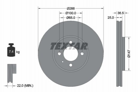 Тормозной диск TEXTAR 92302303 (фото 1)