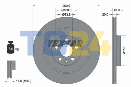 Тормозной диск TEXTAR 92304503 (фото 1)