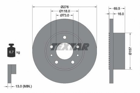 Тормозной диск TEXTAR 93104800 (фото 1)