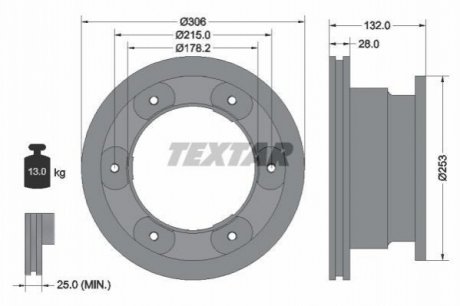 Гальмівний диск (задній) TEXTAR 93177703 (фото 1)