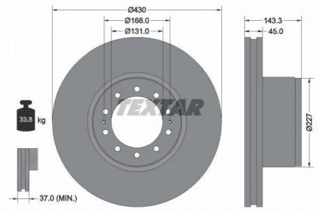 Гальмівний диск (передній) TEXTAR 93186700 (фото 1)