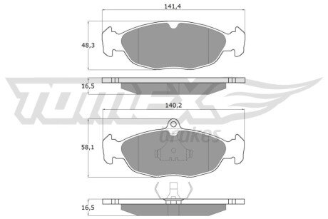 Колодки тормозные (передние) Opel Combo/Astra F 91-05/Corsa A/B 82-00/Vectra A 88-95/Daewoo Lanos 97 TOMEX TX1049 (фото 1)