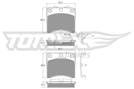 Колодки гальмівні (передні) VW T4 90-03 (+датчик) TX10641