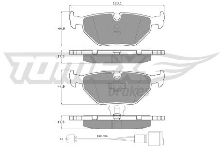 Колодки гальмівні (задні) BMW 3 (E30/E36) 86-99/5 (E34) 87-96/7 (E32) 85-94/Z1 88-91/Z3 (E36) 97-03 TOMEX TX10701 (фото 1)