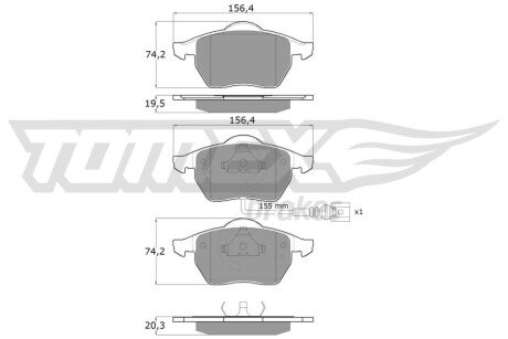 Колодки гальмівні (передні) Audi A3/TT/Seat Leon/Skoda Octavia/VW Golf 96-10/Polo 05-09 (+датчик) TX10942