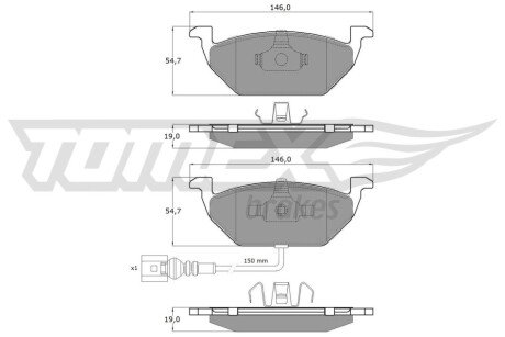 Колодки гальмівні (передні) VW Caddy 04- (з датчиком) Platinum TOMEX TX1211 (фото 1)