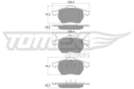 Колодки гальмівні (передні) Audi A3/TT/Skoda Octavia 96-10/VW Golf/Passat B3/B4 91-06 (без датчика) TX1212