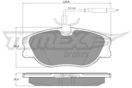 Колодки гальмівні (передні) Citroen Jumpy/Evasion/Fiat Scudo/Peugeot Expert/806 95-06 (+датчики) TX12442