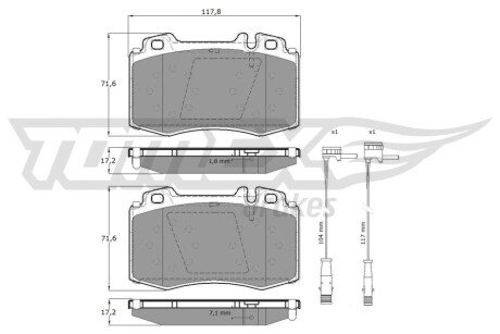 Колодки гальмівні (передні) MB C-class (W203) 02-08/M-class (W163) 98-05/S-class (W220/W221) 98-13 TX12811