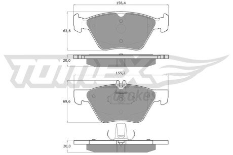 Колодки гальмівні (передні) MB E-class (W210/S210)/CLK-class (C208) 95-03/SLK-class (R170) 00-04 TOMEX TX1282 (фото 1)