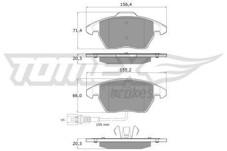 Колодки гальмівні (передні) Skoda Fabia/Rapid 10-/Octavia/VW Caddy 04-15/Golf/Passat 03- (+датчик) TX1311