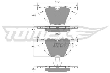 Колодки тормозные (задние) BMW 3 (E46)/5 (E39)/7 (E38)/X3 (E83)/X5 (E53) 94- TX1319