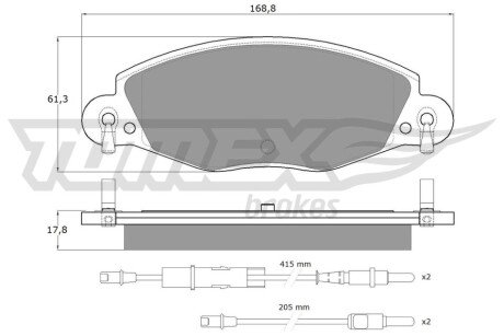 Колодки гальмівні (передні) Citroen С5 01- (Bendix-Bosch) (з датчиком) TX1332