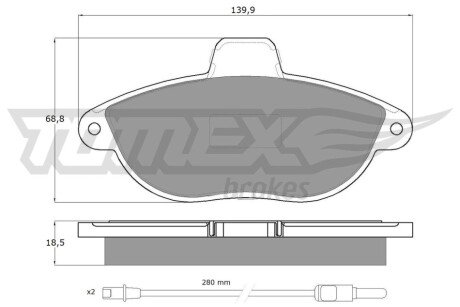 Колодки гальмівні (передні) Citroen Jumpy/Fiat Scudo/Ulysse/Peugeot Expert/806 95-06 (+датчики) TOMEX TX1335 (фото 1)