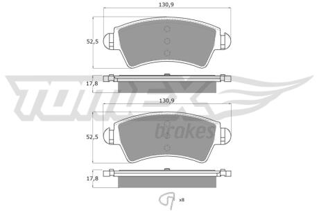 Колодки тормозные передние TX 13-44