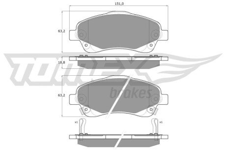 Колодки тормозные (передние) Toyota Avensis 03-08/Corolla Verso 04-09 TX1361