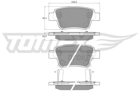 Колодки тормозные (задние) Toyota Avensis 03-08/Corolla Verso 04-09 TX1362