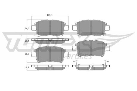 Колодки гальмівні (передні) Toyota Corolla 01-08/Prius 03-09/Yaris 99-05 TX1376