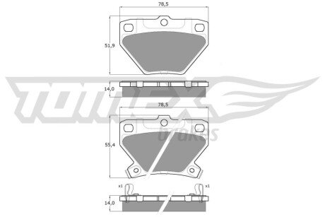 Колодки гальмівні (задні) Toyota Corolla 01-08/Prius 00-09/Yaris/Celica 99-05 TX1377