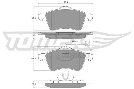 Колодки гальмівні (передні) VW T4 90-03 R15 (з датчиком) (Teves) Q+ TX13911