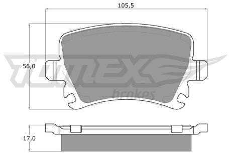 Колодки гальмівні (задні) Audi A3/TT/Skoda Octavia/SuperB/VW Golf 03- (з прижимною пластиною) TOMEX TX1395 (фото 1)