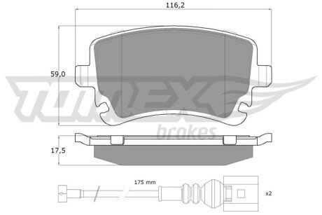 Колодки гальмівні (задні) VW T5/Multivan V 03-15 (+датчик) TOMEX TX1396 (фото 1)