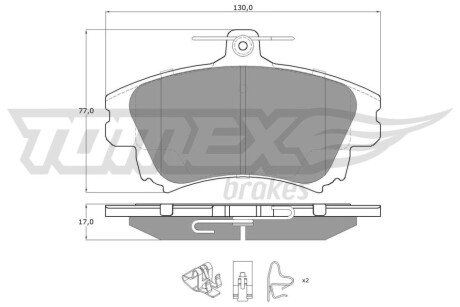 Колодки гальмівні (передні) Mitsubishi Carisma 95-06/Colt 04-13/Volvo V40/S40 95-06 TOMEX TX1403 (фото 1)