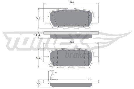 Колодки гальмівні (задні) Renault Koleos/Nissan Juke/Qashqai/X-Trail/Suzuki 08- (Akebono) TX1421