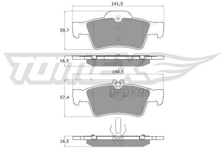 Колодки гальмівні (задні) MB C-class (W203) 04-07/E-class (W211/W212) 02-16/S-class (W220/W221) 98- TOMEX TX1430 (фото 1)