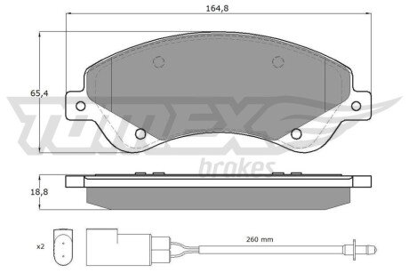 Колодки гальмівні (передні) Ford Transit V347 06- (FWD) (Bosch) Q+ (з датчиком) TX1479