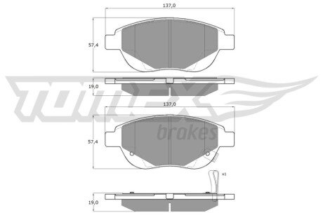 Колодки гальмівні (задні) Fiat 500L/Opel Corsa D 06- (Bosch) (з датчиками) TX1486